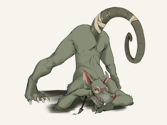 4_toes all_fours anthro arm_tuft arrow_(weapon) ass_up athletic athletic_anthro athletic_male bandage buckteeth claws elbow_tuft eyewear eyewear_on_head eyewear_only feet fur goggles goggles_on_head green_body green_fur grey_body grey_fur grin jack-o'_pose long_tail looking_at_viewer male notched_ear nude open_mouth pink_ears pink_nose pose ranged_weapon rat_tail red_eyes red_nose simple_background smile solo tail teeth toe_claws toes tuft weapon white_background white_claws jawsandcorp league_of_legends riot_games tencent twitch_(lol) mammal murid murine rat rodent 4:3 hi_res