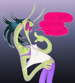 anthro arm_tattoo belly belly_tattoo black_lips blue_eyebrows blue_hair bottomwear bra breasts chest_tattoo clothed clothing crossgender dialogue erect_nipples eyebrows eyelashes facial_piercing female frown gesture gradient gradient_background green_arms green_belly green_body green_breasts green_chest green_ears green_face green_hands green_navel green_neck green_skin hair hand_gesture hand_on_hip hand_tattoo lip_piercing lips long_ears long_neck long_nose looking_at_viewer medium_breasts navel neck_tattoo nipple_outline nipples nipples_visible_through_clothing pants piercing pink_speech_bubble pointing pointing_at_viewer purple_bottomwear purple_bra purple_clothing purple_pants purple_underwear question_mark shirt simple_background snakebite_piercing solo speech_bubble tattoo teeth text topwear underwear white_clothing white_shirt white_topwear plentyofsoup cartoon_network powerpuff_girls snake_(powerpuff_girls) reptile scalie snake digital_media_(artwork) english_text half-length_portrait handwritten_text portrait trans_(lore) trans_woman_(lore)
