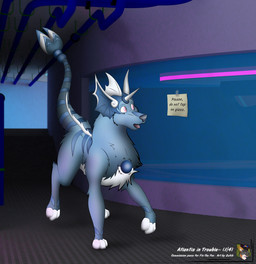 atlantis feral forced laboratory male solo text srfx18 nintendo pokemon fin_the_fox english_text hi_res