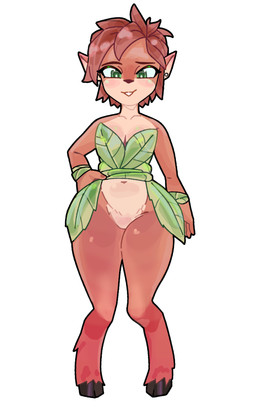 anthro biped black_eyebrows black_hooves blush bracelet breasts brown_body brown_fur brown_hair brown_nose cleavage clothed clothed_anthro clothed_female clothing cloven_hooves dress ear_piercing eyebrows eyelashes featureless_crotch female female_anthro fingers front_view fur green_bracelet green_clothing green_dress green_eyes hair hand_on_hip hand_on_own_hip hooves jewelry knock-kneed leaf_clothing leaf_dress looking_down medium_breasts multicolored_body multicolored_fur navel piercing pointy_ears pupils short_hair simple_background solo tan_body tan_fur teeth thick_thighs two_tone_body two_tone_fur unguligrade white_background white_pupils crtz activision spyro_the_dragon elora deer faun_(spyro) mammal 2026 absurd_res full-length_portrait hi_res portrait