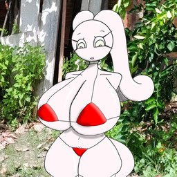 big_breasts bikini bikini_bottom bikini_top breasts clothing female huge_breasts monochrome_body photo_background solo swimwear thick_thighs two-piece_swimsuit white_body white_skin wide_hips pedro_nyx37 humanoid nyxomorph 1:1 digital_media_(artwork) hi_res mixed_media photography_(artwork)