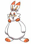 ambiguous_gender buckteeth cheek_tuft dipstick_ears ear_markings facial_tuft feet front_view half-closed_eyes multicolored_ears narrowed_eyes nude open_mouth open_smile overweight overweight_ambiguous simple_background smile solo standing teeth toeless_(marking) tuft white_background why colo big_chungus nintendo pokemon generation_8_pokemon lagomorph mammal pokemon_(species) scorbunny 2019 absurd_res hi_res meme