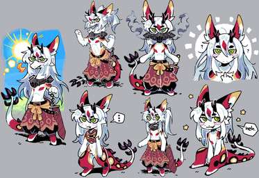 anthro big_ears bottomless bottomless_anthro bottomless_male bottomwear clothed clothing fangs feet fur green_eyes group hair hindpaw horn long_hair male male_anthro mask multicolored_body multicolored_fur oversized_bottomwear oversized_clothing oversized_pants pants paws ponytail red_body red_fur scabbard spiked_tail spikes spikes_(anatomy) tail teeth topless topless_anthro topless_male white_body white_fur wolf_ears remight mythology yokai_love_you! kusanagi_(blargen69) dragon hybrid mythological_creature mythological_scalie scalie absurd_res hi_res