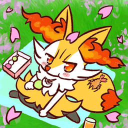 ambiguous_anthro ambiguous_gender anthro beverage biped blush cherry_blossom dango_(food) digitigrade dipstick_tail flower food front_view grass high-angle_view holding_food holding_object juice_(beverage) looking_at_viewer markings no_pupils object_in_tail outside picnic plant prunus_(flower) puffed_cheeks shrimp_(food) sitting snout solo spring_(season) tail tail_markings wariza annyui0611 nintendo pokemon braixen canid generation_6_pokemon mammal pokemon_(species) 1:1 2022 digital_drawing_(artwork) digital_media_(artwork) full-length_portrait hi_res japanese_description portrait translated_description