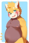 anthro belly blush fur green_eyes male moobs navel nipples nude orange_body orange_fur slightly_chubby solo young young_anthro akira_ryutani crave_saga caladbolg_(crave_saga) ailurid mammal red_panda