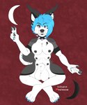 animal_genitalia anthro as_above_so_below_pose balls baphomet_pose black_nipples blue_hair breasts claws collar colored_nails crossed_legs ear_piercing facial_piercing fangs feet fur fur_markings genitals grey_body grey_fur gynomorph hair horn intersex markings moon multi_breast nails nipples nose_piercing occult pawpads paws penis piercing satanic sheath short_hair solo spiked_collar spikes tail tattoo teeth white_body white_fur batboybasil sparx_(badgrrl) canid canine canis demon mammal wolf 5:6 hi_res trans_(lore) trans_woman_(lore)