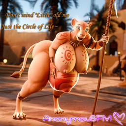 anthro areola belly big_belly big_breasts breasts butt female female_anthro hand_on_belly hanging_belly hanging_breasts huge_breasts jewelry leaning leaning_forward looking_at_viewer markings muscular navel nipples nude open_mouth pregnant pregnant_anthro pregnant_female smile solo staff tail tan_areola tan_nipples text thick_thighs tribal tribal_markings anonymousfm mayosplash_(modeler) disney mayternity the_lion_king nala_(the_lion_king) felid lion mammal pantherine 1:1 3d_(artwork) digital_media_(artwork) english_text hi_res