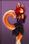 alternative_fashion amber_eyes anthro armwear clothed clothing dress elbow_gloves female fur gloves goth gothic_lolita hair handwear j-fashion lolita_(fashion) long_hair looking_at_viewer orange_body orange_fur pose purple_background red_hair red_nose ribbons simple_background smile solo victorian_goth yellow_body yellow_fur conditional_dnp mrawl domestic_cat felid feline felis mammal 2013 hi_res