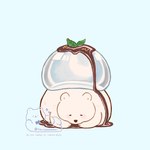 black_nose candy chibi chocolate dessert eyes_closed feral food mizumochi simple_background white_body shirokumani bear mammal 1:1 2021