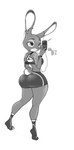 2016 anthro armwear athletic athletic_anthro athletic_female athletic_wear big_butt big_ears bottomwear bra bubble_butt butt butt_pose cellphone clothed clothing conditional_dnp disney electronics english_text female fluffy fluffy_tail footwear fur fur_markings furgonomics google greyscale gym headphones hi_res huge_butt instagram judy_hopps lagomorph leporid looking_back mammal markings monochrome panty_lines phone pose presenting presenting_hindquarters rabbit rear_view selfie shorts smile solo spandex spandex_shorts sports_bra tail tail_clothing tattoo text thick_thighs tight_bottomwear tight_clothing tight_shorts underwear wide_hips xopachi zootopia