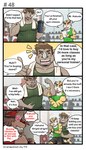 anthro clothing dialogue flexing hat headgear headwear horn male shirt tank_top text tickling topwear h155296 gym_pals boss_(gym_pals) kakuda_(gym_pals) pal_(gym_pals) canid canine canis felid mammal pantherine rhinoceros tiger wolf 4:7 comic english_text hi_res