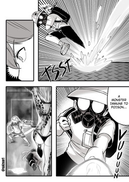 anthro bikini bikini_top butt clothing crawling_on_walls dialogue duo fancomic female gas_mask male mask monster_girl_(genre) spitting_out swimwear tail text thong two-piece_swimsuit underwear saizuart one-punch_man one_(manga) raptora animal_humanoid human humanoid lizard_humanoid mammal monster reptile reptile_humanoid scalie scalie_humanoid comic english_text hi_res