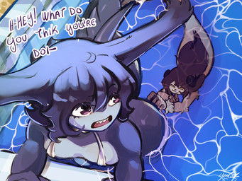 anthro blush duo female female/female femboy nude split_form text yootak hammie_(nedoiko) aquatic fish ground_shark hammerhead_shark merfolk shark 4:3 absurd_res english_text hi_res