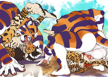 abstract_background anal anal_penetration animal_genitalia anthro anthro_on_anthro anthro_penetrated anthro_penetrating anthro_penetrating_anthro anus back_muscles backsack balls barazoku bareback biceps big_balls big_butt big_muscles big_penis blush bodily_fluids butt claws clothed clothed/nude clothing clothing_aside crouching dominant duo erection eyebrows french_kissing from_front_position fur genitals hair hand_on_head huge_balls huge_butt huge_muscles huge_penis humanoid_genitalia humanoid_penis kissing kissing_while_penetrated kissing_while_penetrating larger_dom larger_male legs_up licking_tongue lying male male/male male_penetrated male_penetrating male_penetrating_male mating_press muscular muscular_anthro muscular_male narrowed_eyes nude on_back open_mouth open_smile penetration penile penile_penetration penis penis_in_ass perineum saggy_balls saliva sex sheath simple_background size_difference smaller_male smaller_penetrated smile spots spread_legs spreading stripes teeth thick_arms thick_thighs thong thong_aside tongue tongue_out topless topless_anthro topless_male tuft underwear underwear_aside kihu soren_(kihu) felid jaguar mammal pantherine tiger 2024 hi_res