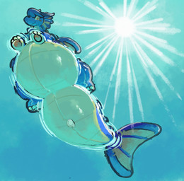 3_claws ambiguous_feral ambiguous_gender belly big_belly big_tail bloated blue_body blue_hair blue_lighting blush claw_fingers claws closed_smile countershade_neck countershade_tail countershade_torso countershading dolphin_tail ear_frill feral fin fin_frill floating_on_water frill_(anatomy) glistening glistening_body hair hairless horn huge_tail immobile inflatable inflation_valve looking_at_viewer looking_down looking_down_at_viewer low-angle_view membrane_(anatomy) membranous_wings mouth_closed obese obese_ambiguous obese_feral outside overweight overweight_ambiguous overweight_feral rounded_snout scales smile smiling_at_viewer solo sun sun_glare swimming swimming_pool tail tail_fin thick_tail thick_thighs underwater ventral_scales water water_ripple white_belly white_body white_claws wide_hips wings serafphim mythology josh_(serafphim) animate_inanimate aquatic aquatic_dragon dragon living_inflatable mythological_creature mythological_scalie scalie 2026 full-length_portrait hi_res line_art portrait shaded male_(lore)