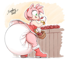 anthro apple basket big_diaper boots clothed clothing container diaper diaper_under_clothing dress exposed_diaper eyelashes female food footwear fruit fur gloves green_eyes hair handwear holding_apple holding_basket holding_container holding_food holding_fruit holding_object huge_diaper hyper hyper_diaper pink_body pink_fur pink_hair pink_tail plant red_boots red_clothing red_dress red_footwear red_hairband shoes shopping_basket short_tail simple_background soiled_diaper solo standing tail unclean_diaper upskirt used_diaper wearing_diaper white_clothing white_gloves white_handwear sophiepoof sega sonic_the_hedgehog_(series) amy_rose eulipotyphlan hedgehog mammal hi_res signature