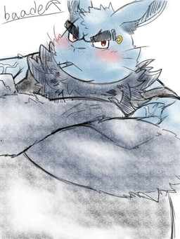 anthro barazoku belly blue_body blue_fur blush cigarette cigarette_in_mouth eyebrow_piercing eyebrows facial_piercing fur male neck_tuft object_in_mouth overweight piercing simple_background smoking solo thick_eyebrows tuft white_background kogure014 xxl_woofia baade_(xxl_woofia) lagomorph leporid mammal rabbit 3:4 hi_res