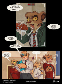 anthro anthro_on_anthro bodily_fluids camera candaulism clothing cum dialogue erection female female_on_anthro genital_fluids genitals glans group humanoid_genitalia humanoid_penis looking_at_viewer male male/female male_on_anthro oral penis school_uniform text uniform young jace_apollo disney the_lion_guard the_lion_king kiara_(the_lion_king) tiifu_(the_lion_guard) vitani_(the_lion_king) zuri_(the_lion_guard) felid lion mammal pantherine comic english_text hi_res