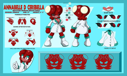 anthro big_brain big_breasts big_head black_sclera boots brain_growth breasts cleavage clothed clothing coat countershade_breasts countershade_face countershading cybernetic_eye cybernetics eyelashes eyeshadow eyewear female footwear glasses gloves handwear huge_brain huge_head lab_coat lips machine makeup red_body red_eyes sharp_teeth shoes simple_background smile solo teal_background teal_eyeshadow teal_lips teeth text topwear white_boots white_clothing white_footwear white_gloves white_handwear white_lab_coat white_sclera zoner sega sonic_the_hedgehog_(series) annabelle_d._cerebella fan_character anthozoan aquatic brain_coral cnidarian coral 2022 5:3 english_text model_sheet