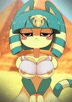 5_fingers anthro areola big_breasts blue_hair blush blush_stickers bouncing_breasts breasts clothed clothing egyptian eyeliner female fingers fur hair looking_at_viewer makeup nipple_slip nipples nude outside pyramid simple_background solo thick_thighs uraeus wide_hips yellow_body yellow_fur ashraely animal_crossing nintendo ankha_(animal_crossing) felid feline mammal 2020 animated digital_media_(artwork) frame_by_frame short_playtime