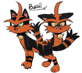 blue_eyes blush blush_lines collar fangs feral male scruffy solo teeth yellow_sclera binkybnuuy nintendo pokemon basil_(binkybnuuy) fan_character felid feline generation_7_pokemon mammal pokemon_(species) torracat hi_res model_sheet