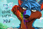 absurd_res anthro beastars canid canine fennec_fox fox henkas hi_res lgbt_pride lgbt_pride_month male mammal paint pride_colors screencap_redraw sketchotterly smile smiling_at_viewer smirk solo true_fox