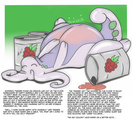 antennae_(anatomy) anthro barrel belly bloated eyes_closed female gradient_background green_background green_body grey_body hand_on_belly hand_on_own_belly inflation juice keg markings navel purple_body rumbling_stomach simple_background spots spotted_body tail tongue tongue_out white_background yozothescribe nintendo pokemon generation_6_pokemon goodra mollusk pokemon_(species) 2022