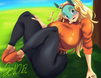 big_breasts big_butt biped black_bottomwear black_clothing black_pants blonde_hair blue_eyes bottomwear breasts butt clothed clothing collared_shirt curvy_figure day dress_shirt female female_humanoid for_a_head grass hair huge_breasts long_hair long_legs long_sleeves looking_at_another looking_at_viewer nature orange_clothing orange_shirt orange_topwear outside pants plant reclining shirt sitting small_waist solo suggestive suggestive_pose thick_thighs tight_bottomwear tight_clothing tight_pants tight_shirt tight_topwear topwear tree wide_hips sencna_r18 my_hero_academia ippan_josei animal_head animal_humanoid humanoid quirked_human_(my_hero_academia) scalie scalie_humanoid hi_res signature