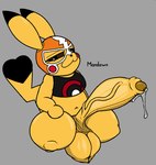 anthro balls big_balls big_penis bodily_fluids breasts clothed clothing cosplay_pikachu_(costume) erection genital_fluids genitals gynomorph huge_penis humanoid_genitalia humanoid_penis intersex looking_at_viewer penis precum short_stack simple_background smile solo tail yellow_body mandown_mandown nintendo pokemon pikachu_libre generation_1_pokemon mammal pikachu pokemon_(species) rodent 2024 digital_media_(artwork)