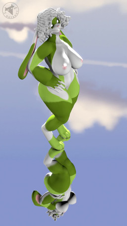 anthro big_breasts big_butt bouncing_breasts bouncing_butt breasts butt curly_hair female fur genitals green_body green_fur hair huge_butt long_ears looking_at_viewer nipples reflection reflective_floor shaking_butt solo vulva white_hair ratwithashotgun warfaremachine_(modeler) warfare_rabbit lagomorph leporid mammal rabbit 3d_(artwork) 3d_animation 9:16 animated digital_media_(artwork) hi_res loop no_sound short_playtime source_filmmaker_(artwork) video