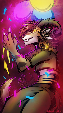 anthro biped bottomwear claws clothed clothed_anthro clothed_male clothing female fingers fully_clothed fully_clothed_anthro fully_clothed_male fur hair horn male smile solo standing tail teeth topwear neotheta guild_wars charr felid mammal 2026 9:16 digital_drawing_(artwork) digital_media_(artwork) hi_res