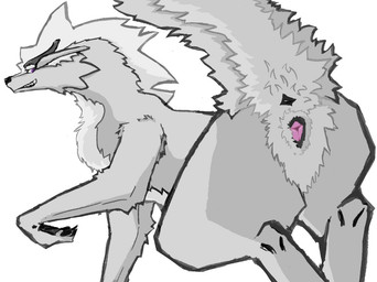 animal_genitalia animal_vulva butt canine_genitalia canine_vulva claws female feral fur genitals grey_body grey_fur horn long_ears long_tail looking_at_viewer mane paws presenting presenting_vulva purple_eyes rear_view solo tail tail_anus teeth vulva white_body white_fur m222 mythology dragon furred_dragon furred_scalie mythological_creature mythological_scalie scalie