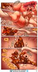 aamon_(james_howard) anthro anthro_on_anthro balls bat big_breasts big_penis bodily_fluids breasts comic cum cum_covered cumshot demon dialogue dino_devil duo ejaculation english_text excessive_cum excessive_genital_fluids genital_fluids genitals gynomorph gynomorph/male heart_symbol hi_res huge_penis hyper hyper_genitalia hyper_penis intersex intersex/male james_howard male mammal messy nipples non-mammal_balls non-mammal_nipples nude onlyfans penis restricted_palette size_difference sound_effects speech_bubble subscribestar subscribestar_logo text tina_(james_howard) url vein veiny_balls veiny_penis