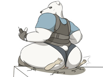 anthro body_worship bulletproof_vest butt_sniffing butt_worship clothing duo facesitting female male male/female overweight overweight_anthro overweight_female panties simple_background sitting_on_another slightly_chubby slightly_chubby_anthro slightly_chubby_female sniffing underwear white_background oystercatcher7 natasha_(oystercatcher7) bear domestic_cat felid feline felis mammal polar_bear ursine 4:3
