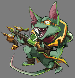 anthro boots bottomwear buckteeth claws clothing crossbow eyewear fangs fingerless_gloves footwear fur gloves goggles green_body green_fur grey_background handwear kerchief loincloth looking_at_viewer male open_mouth open_smile ranged_weapon rat_tail sharp_teeth shoes simple_background smile solo tail teeth tongue weapon rintheyordle league_of_legends riot_games tencent twitch_(lol) mammal murid murine rat rodent 2019