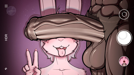 5_fingers anthro balls blush brown_body camera_hud camera_view duo femboy fingers foreskin fur genitals gesture hand_gesture humanoid_genitalia humanoid_penis male male/male muscular muscular_male penis pubes thick_penis tongue tongue_out v_sign vein veiny_penis white_body white_fur yanidesu ragnar_cheesebite yani_cheesebite hare lagomorph leporid mammal rabbit 16:9 absurd_res hi_res widescreen