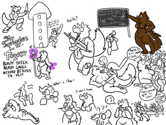 anthro armor big_breasts bodily_fluids breasts cum dialogue duo erection female fur genital_fluids genitals group gun horn larger_female male male/female male_penetrating math nipples penetration penis pregnant ranged_weapon sex size_difference solo text vaginal vaginal_penetration vulva weapon trout_(artist) sir_squiggles gnoll hyena kobold mammal scalie spotted_hyena 4:3 aliasing digital_media_(artwork) english_text hi_res sketch