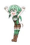 boots clothing female footwear green_hair hair humanoid_pointy_ears not_furry pointy_ears shoes simple_background smile solo enigma_(artist) goblin_slayer high_elf_archer_(goblin_slayer) elf humanoid animated short_playtime