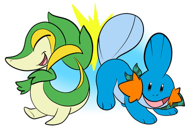 ambiguous_gender blue_body blue_skin cheek_gills duo eyes_closed feral fin gesture gills green_body green_scales high_five high_tail kerchief leaf leaf_tail open_mouth scales simple_background tail tail_fin tan_body tan_scales white_background yellow_body yellow_scales joltink nintendo pokemon pokemon_mystery_dungeon spike_chunsoft amphibian aquatic generation_3_pokemon generation_5_pokemon mudkip pokemon_(species) reptile scalie snivy hi_res