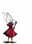 ambiguous_gender black_body black_eyes featureless_feet feet female horn simple_background solo white_horn jinksa hollow_knight team_cherry hornet_(hollow_knight) arthropod humanoid hymenopteran insect wasp