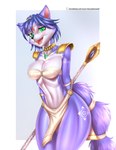 accessory anthro arm_markings armor bangs belly big_breasts biped black_nose blue_body blue_fur blue_hair blue_tail blush border bottomwear bra breasts cheek_tuft choker cleavage clothed clothing countershade_torso countershading curvy_anthro curvy_female curvy_figure emerald_(gem) eyebrows eyelashes eyeliner facial_tuft female fluffy fluffy_tail front_view fully_clothed fur fur_markings fur_tuft furgonomics gem glistening glistening_armor glistening_belly glistening_body glistening_breasts glistening_eyes glistening_fur glistening_hair glistening_jewelry glistening_nose glistening_tail glistening_tongue glistening_weapon gold_(metal) gold_armor gold_choker gold_jewelry gold_necklace gold_weapon gradient_background green_eyes grey_background hair hair_accessory hairband half-closed_eyes hands_behind_back happy hip_markings holding_object holding_staff holding_weapon hourglass_figure hourglass_figured_anthro hourglass_figured_female jewelry leg_markings light loincloth long_hair long_tail looking_at_viewer looking_forward makeup markings mascara midriff multicolored_body multicolored_bottomwear multicolored_bra multicolored_clothing multicolored_fur multicolored_loincloth multicolored_tail multicolored_topwear multicolored_underwear narrowed_eyes navel necklace open_mouth open_smile pink_tongue prick_ears pupils ruby_(gem) sapphire_(gem) shadow short_hair simple_background skimpy slit_pupils small_waist smile snout solo spiky_hair staff standing straight_hair tail tail_accessory tailband tattoo teeth text thick_thighs tongue topwear tribal tribal_clothing tribal_markings tribal_tattoo tuft two_tone_body two_tone_fur two_tone_tail unconvincing_armor underwear weapon white_belly white_body white_border white_bottomwear white_bra white_clothing white_countershading white_fur white_loincloth white_markings white_tail white_topwear white_underwear wide_hipped_anthro wide_hipped_female wide_hips yellow_bottomwear yellow_bra yellow_clothing yellow_loincloth yellow_topwear yellow_underwear doomthewolf nintendo star_fox krystal_(star_fox) canid canine fox mammal 2015 digital_media_(artwork) english_text hi_res portrait three-quarter_portrait url