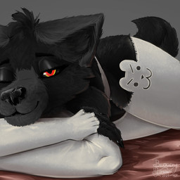 5_fingers anthro arm_warmers armwear bed blinking blinking_at_viewer butt clothed clothing crossed_arms crossed_legs female fingers fluffy fluffy_tail fur furniture half_naked legwear looking_at_viewer lying lying_on_bed multicolored_body multicolored_fur nails on_bed on_front panties red_eyes simple_background smile solo stockings submissive suggestive_pose tail thick_thighs thigh_highs underwear white_armwear white_clothing white_legwear white_stockings bloodyhetman mythology rose_(bloodyhetman) canid canid_demon canine canis demon hellhound mammal mythological_canine mythological_creature digital_media_(artwork) hi_res