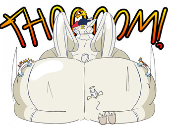 anthro big_breasts big_butt breasts butt crush death duo female handle huge_breasts huge_butt hyper hyper_breasts hyper_butt inflatable looking_at_viewer male male/female onomatopoeia pool_toy sound_effects text nova_prowler angel bovid caprine goat mammal hi_res