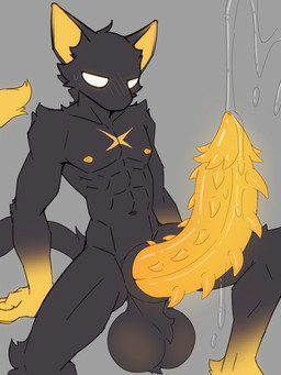 anthro athletic athletic_anthro athletic_male balls big_balls big_penis bodily_fluids erection excessive_genital_fluids excessive_precum genital_fluids genitals huge_balls huge_penis hyper hyper_genitalia hyper_penis male penile_spines penis precum solo spread_legs spreading notkouhako kouhako felid feline mammal 3:4 absurd_res hi_res