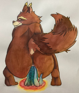 anal anal_penetration anthro bodily_fluids brown_body brown_fur brush butt fur genitals hair male nude penetration portal sex smile solo summoning summoning_circle tail tentacle_in_ass tentacle_penetration tentacle_sex tentacles bug_eater guardians_of_the_galaxy marvel rocket_raccoon mammal procyonid raccoon absurd_res hi_res traditional_media_(artwork)