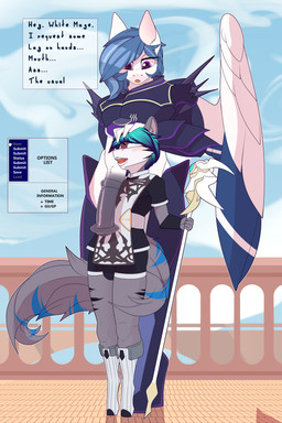 animal_genitalia animal_penis anthro armor clothed clothing dialogue duo equine_genitalia equine_penis gameplay_mechanics genitals hair imminent_sex male male/male penis simple_background size_difference speech_bubble tail text video_game_reference wings chapaevv final_fantasy hasbro my_little_pony square_enix delta_dart fan_character val_(oc) white_mage_(final_fantasy) 2:3 absurd_res digital_media_(artwork) english_text hi_res