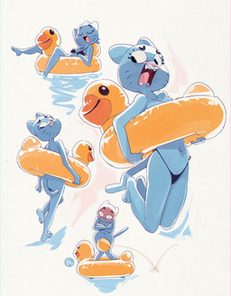 animal_swim_ring anthro back_boob bikini bikini_bottom bikini_top blue_body blue_fur breasts butt clothed clothing convenient_censorship covering covering_breasts eyes_closed feet female fur inflatable mature_anthro mature_female nude nude_anthro nude_female open_mouth open_smile pool_toy simple_background smile soles solo swimwear topless topless_anthro topless_female two-piece_swimsuit edtropolis cartoon_network the_amazing_world_of_gumball nicole_watterson domestic_cat felid feline felis mammal 2025 absurd_res hi_res