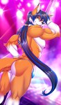 anthro bound bulge butt clothing cuffs_(clothing) dancing hair male muscular pole solo stripper stripper_pole tail thong tied_hair underwear katsuke alty canid canine fox mammal red_fox true_fox absurd_res hi_res