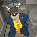 anthro big_ears black_sclera brown_hair clothed clothing fangs hair male solo suit teeth toilet botter_dork better_call_saul breaking_bad scrabble rio_(botter_dork) bat hybrid mammal mustelid otter 1:1 draw_over hi_res meme