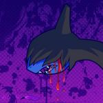 abstract_background ambiguous_gender black_body black_fur blood blood_from_eye bloody_tears blue_body blue_fur bodily_fluids crying fangs fur horn open_mouth purple_background simple_background solo tears teeth tongue vibrantechoes nintendo pokemon deino generation_5_pokemon pokemon_(species) 1:1 2014